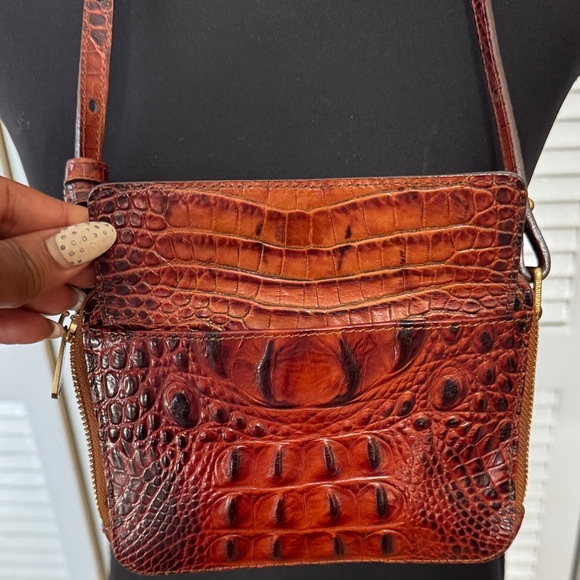 Brahmin ‘Jules’ Rich Brown Croc-Embossed Crossbody Bag - Picture 6 of 10